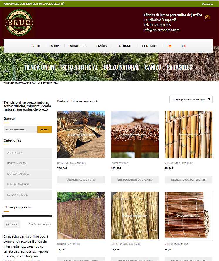 POSICIONAMIENTO SEO EN SUBDOMINIO DE TIENDA DE COMERCIO ELECTRONICO: SHOP.SETOARTIFICIALEMPORDA.COM