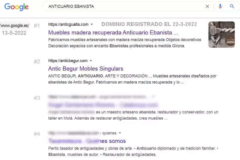 Resultados de posicionamiento buscadores