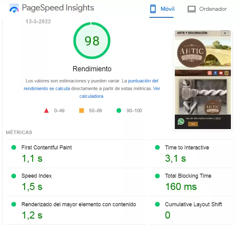Google Pagespeed de los parámetros Mobile First y Core Web Vitals