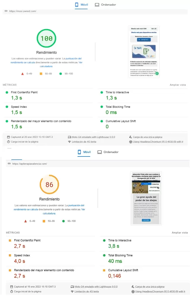Comparación de dos sitios web demo de ServiWebSI Mobile First y un sitio Responsive de la competencia Comparación de dos sitios web demo de ServiWebSI Mobile First y un sitio Responsive de la competencia